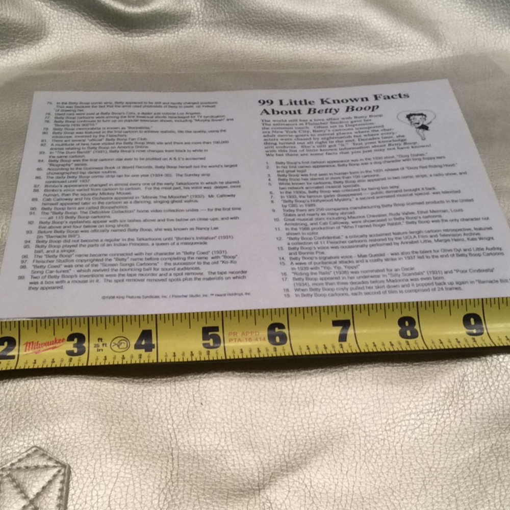 Laminated 99 Boop Facts - Picture 2 of 2